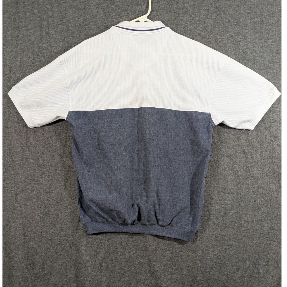 Taylor & Henry Polo Shirt Mens White Pink Gray Colorblock Banded Bottom Size L - Picture 2 of 7